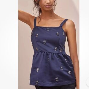 NWT Anthropologie Dhruv Kapoor Beaded Babydoll Tank Size M